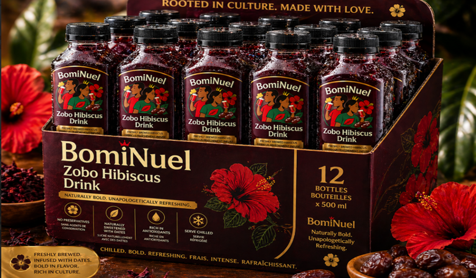 BomiNuel Zobo Hibiscus Drink-Vicky Pack (12x 550ml)